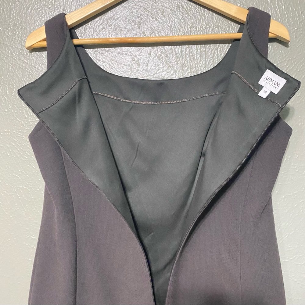 Armani Collezioni Charcoal Dark Brown Midi Dress - Picture 6 of 10